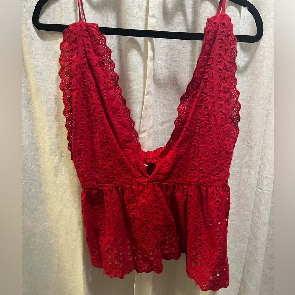 Red lace tank top